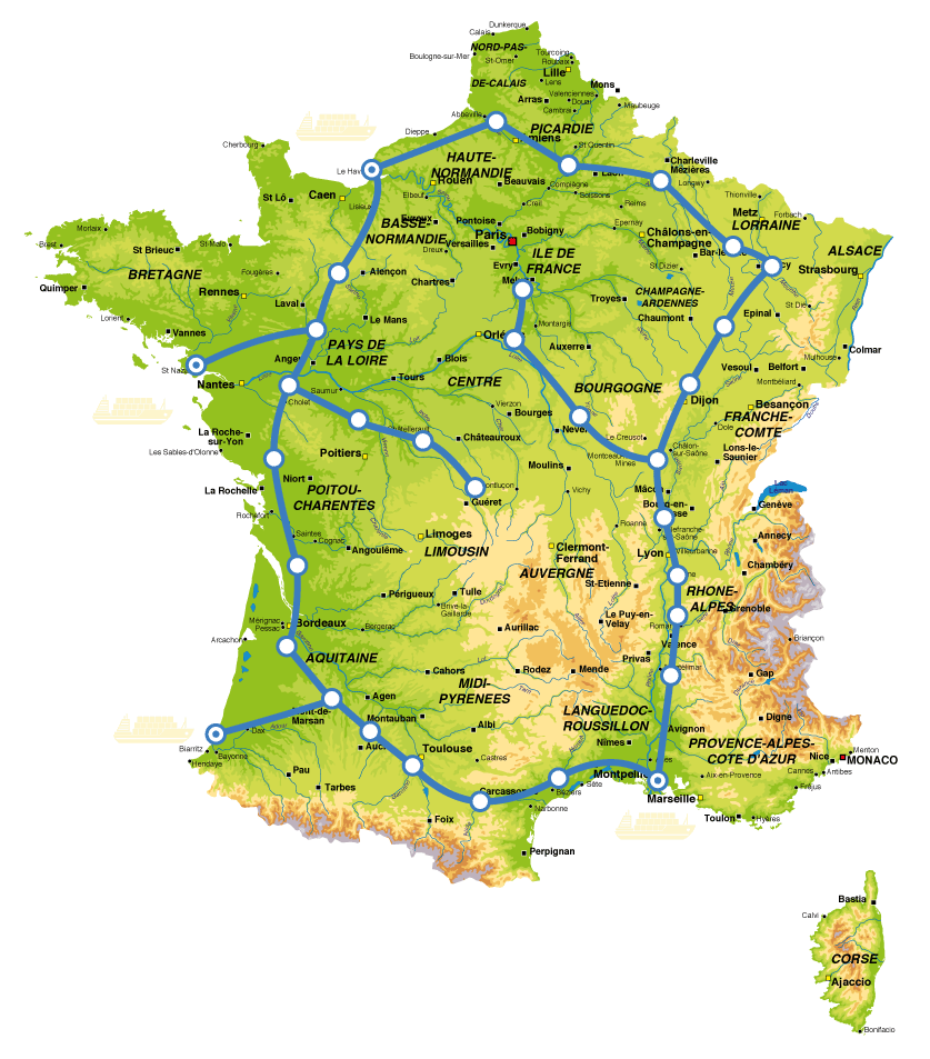 carte-reseau-canaux-France carte du réseau canaux conteneurs en France